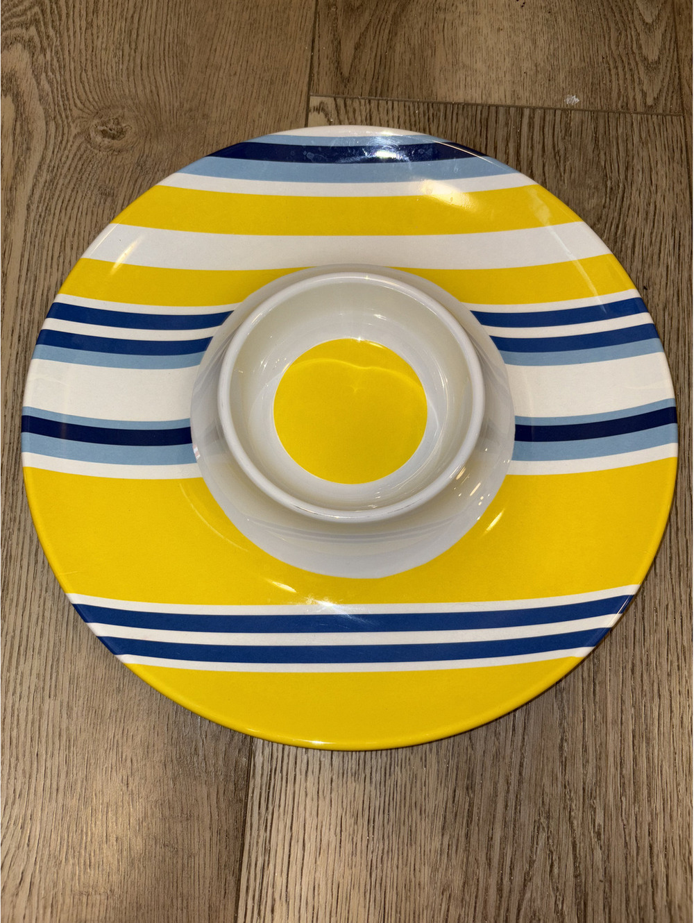 Platter with Yellow and Blue Stripes | Chips & Dip
